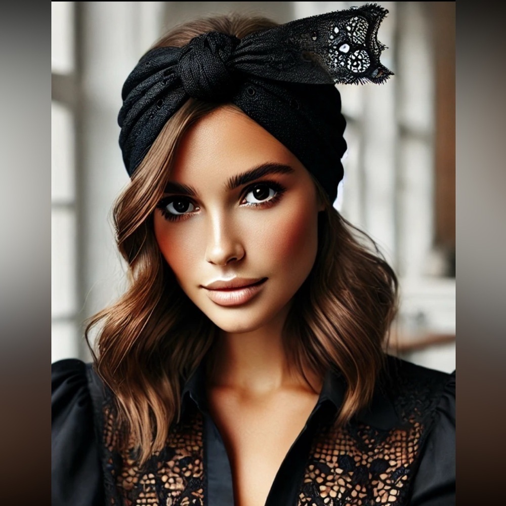 Fashion knotted lace stretchy Headband Large - Picture 10 of 10